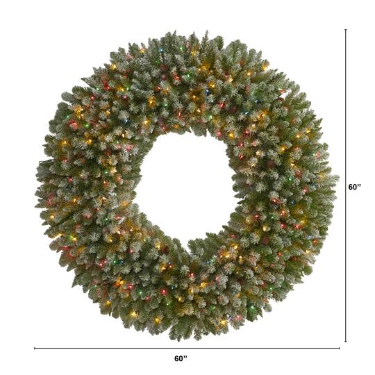 5ft. Pre-Lit Flocked Artificial Christmas Wreath
